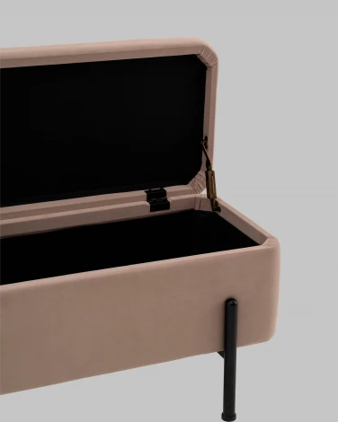 Банкетка Stool Group Болейн с ящиком велюр бежевый черные ножки арт.УТ000040205