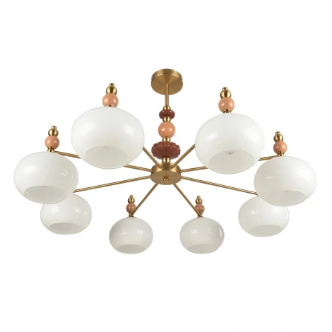 Потолочная люстра на штанге Lumion Piccolo 8425/8C бронза/белый/бежевый/коричневый, металл/керамика/стекло E27 8*60W 220V