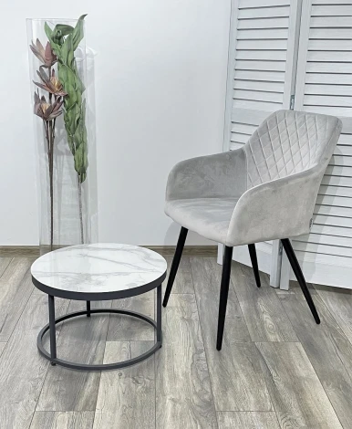 Стул M-City BRANDY BLUVEL-03 светло-серый/ черный каркас
