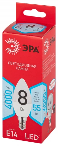 Лампочка светодиодная E14 8W ЭРА LED B35-8W-840-E14 R