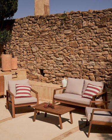 Frares Комплект 2-местный диван, 2 кресла и журнальный столик из массива акации La Forma (ex Julia Grup) арт.158152