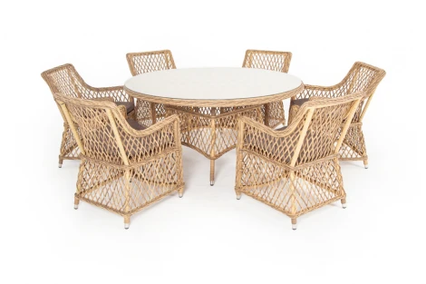 Обеденная группа плетеная, цвет соломенный 4SIS Эспрессо-150 L ECL6T-7-SET