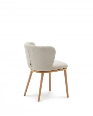 Ciselia Стул из бежевой синели и натурального массива ясеня La Forma (ex Julia Grup) арт.217215