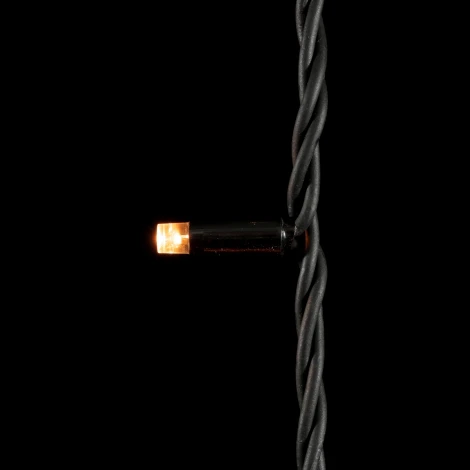 Гирлянда Нить 10м Тепло-Белая с Мерцанием Каждого Диода 220В, 75 LED, Провод Черный Каучук, IP65