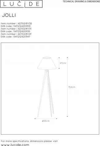 Торшер Lucide Jolli 42702/81/30
