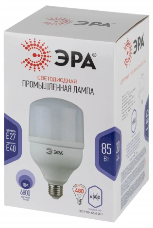 Лампочка светодиодная E27 с переходником на E40 85W ЭРА LED POWER T140-85W-6500-E27 с переходником на E40/E40