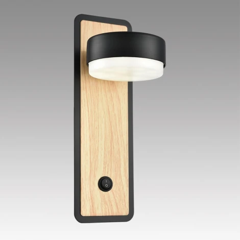 Настенный светильник Lumion Leland 8264/1W металл, черный/дерево GX53 LED 1*7W 220V (выключатель)