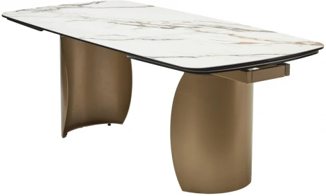 Стол M-City BRONTE 200 раскладной KL-188 Контрастный мрамор матовый, итальянская керамика/ Шампань