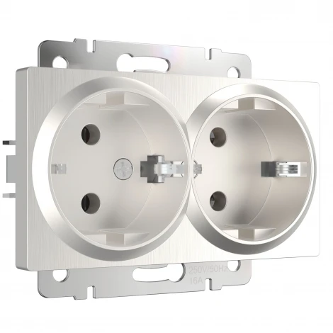 Розетка двойная с заземлением (перламутровый рифленый) Werkel W1172013 (a051175)