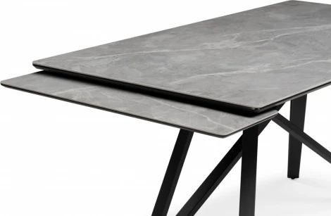 Керамический стол Notta Вилсон 160(220)х89 серый мрамор larka grey / черный арт.612183