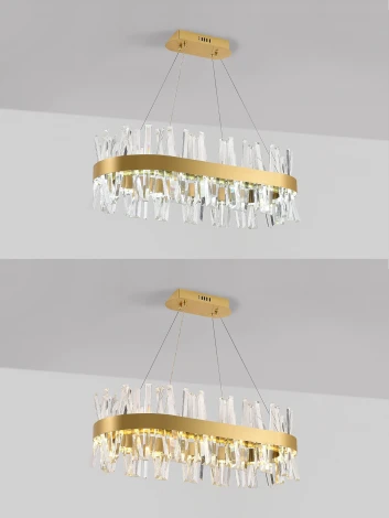 Подвесная люстра с таймером Natali Kovaltseva Smart Нимбы LED LAMPS 81250 (220V, хрусталь, пульт управления, управление смартфоном, на тросе)