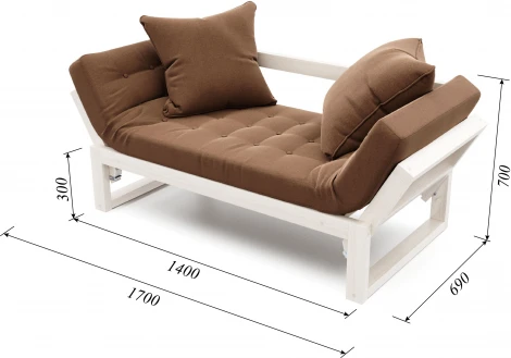 Кушетка Arsko Амбер беленый дуб коричневая рогожка