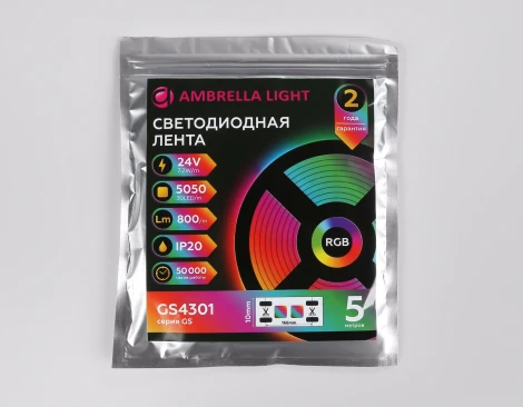 Светодиодная лента RGB Ambrella Illumination GS4301 5050 30Led 7.2W/m 24V IP20 5m