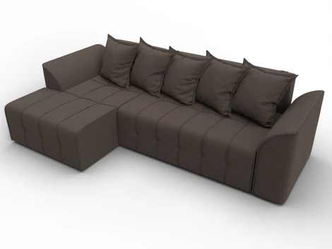 Диван угловой Лига-113 угол левый (ДСП,Рогожка/Коричневый) Лига Диванов 136703L