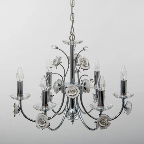 Подвесная люстра Abrasax 2031/6 (chrome) (220V, на цепи, цветы, розы)