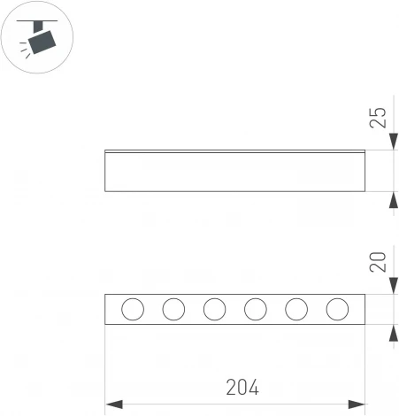 светильник магнитный MAG-DOTS-25-L200-6W Day4000 (BK, 30 deg, 24V, DALI) (Arlight, IP20 Металл) 046322