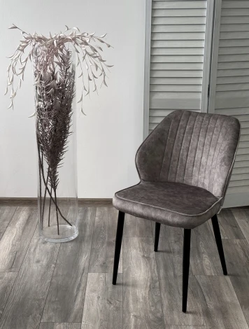 Стул M-City VENA, цвет FIESTA Серый, велюр "антипальчиковый"/ черный каркас