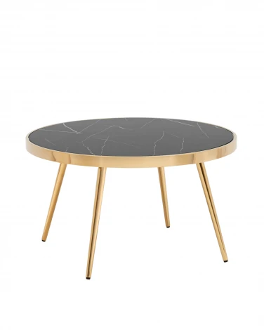 Журнальный столик Stool Group Гелиос 80*80 стекло черный мрамор сталь золото УТ000036674