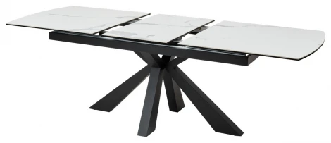 Обеденный стол M-City ROVIGO 170 HIGH GLOSS STATUARIO Белый мрамор глянцевый, керамика/ черный каркас