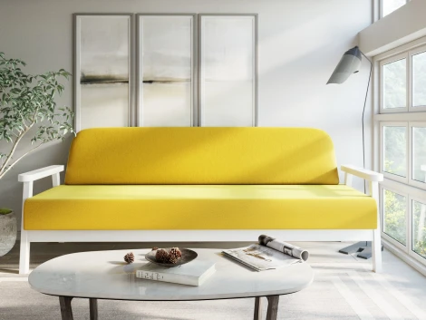 Диван Arsko прямой Флори Б белая эмаль велюр желтый
