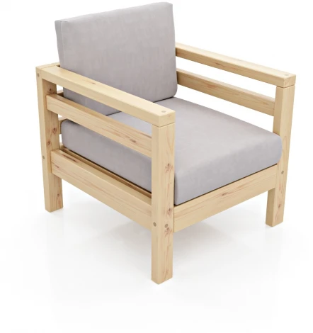 Кресло Arsko Домино сосна велюр светло-серый