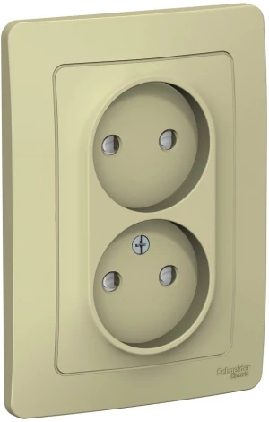 Розетка встраиваемая двойная без заземления со шторками (бежевый) Systeme Electric Blanca BLNRS000127