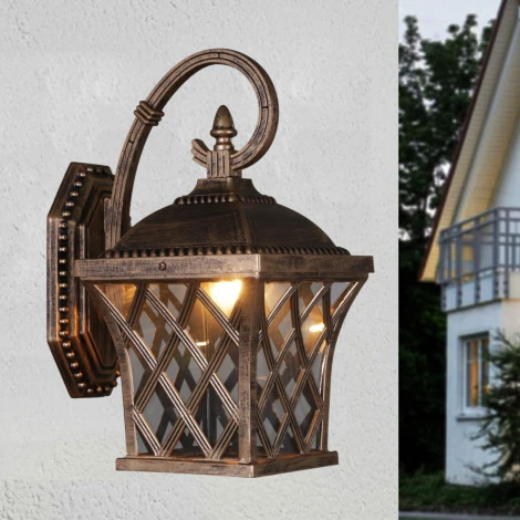 Настенный фонарь уличный Reluce 09017-0.2-001SW BKG (220V, фонарь)