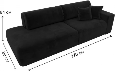 Диван прямой Лига-036 НПБ Модерн подлокотник справа (Черный/Велюр) Лига Диванов арт.121346