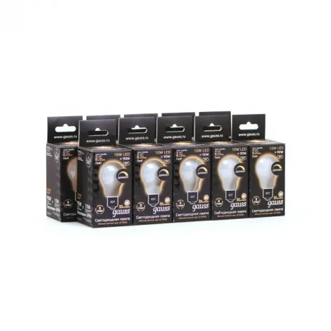 Лампочка светодиодная E27 10 Вт 820 lm 2700K теплое желтое свечение Gauss Filament 102202110
