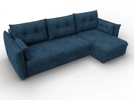 Диван угловой Лига-100 НПБ угол универсальный (ДСП,Фанера/Пластик/Велюр/Синий) Лига Диванов 133661
