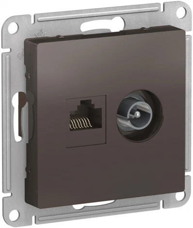 ТВ-розетка встраиваемая и Ethernet RJ-45 (мокко) Systeme Electric AtlasDesign ATN000689