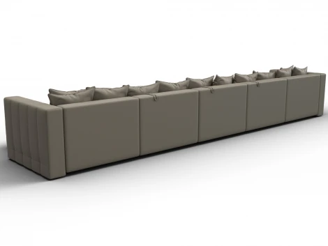 Диван П-образный Лига-052 НПБ МегаЛонг (ЛДСП,Брус,Фанера/Пластик/Экокожа/Бежевый) Лига Диванов 129922