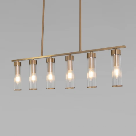 Потолочная люстра Wi-Fi на штанге Eurosvet Oriens 60166 латунь (220V, управление смартфоном, голосовое управление, умный дом - Minimir Home, Алиса, Маруся, Салют)