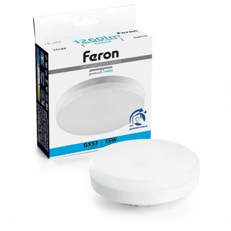 Лампа светодиодная GX53 таблетка диммируемая 15W 230V GX53 6400К Feron LB-457 51069