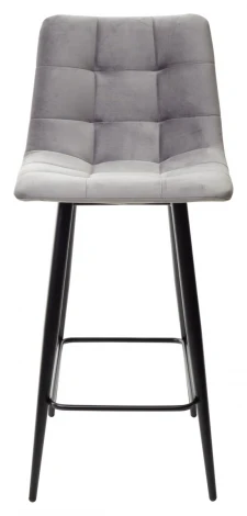 Полубарный стул CHILLI-QB светло-серый #26, велюр / черный каркас (H=66cm)