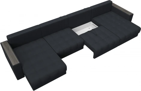 Диван П-образный с декором Лига-049 НПБ Лонг Лига Диванов (Замша) арт.128578