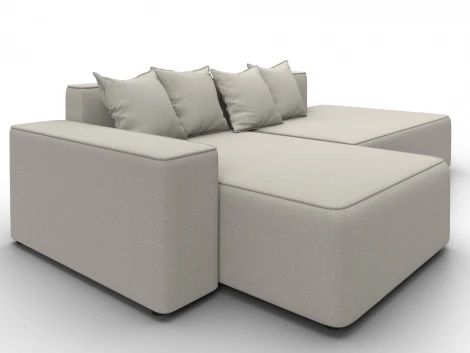 Диван угловой Лига-079 угол левый (ДСП/Пластик/Рогожка/Бежевый) Лига Диванов 129811L