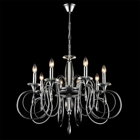 Подвесная люстра Lumion Laoka 8032/8 хром, металл/хрусталь Е14 8*40W 220V (подвески, на цепи, подсвечник, свеча)