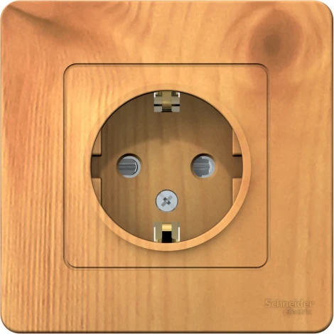 Розетка встраиваемая с заземлением и шторками (ясень) Systeme Electric Blanca BLNRS001115