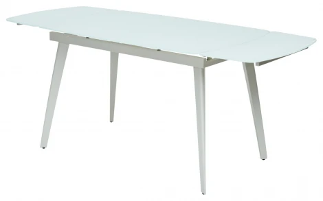 Стеклянный стол M-City ELIOT 120 FROSTED SUPER WHITE белое матовое стекло/ белый каркас