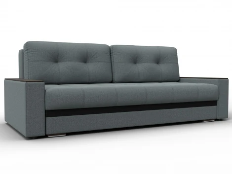 Диван прямой с декором Лига-096 НПБ (ДВП,ДСП,ЛДСП,Брус,Фанера/Пластик/Рогожка,Экокожа/Серый,Черный) Лига Диванов 132569