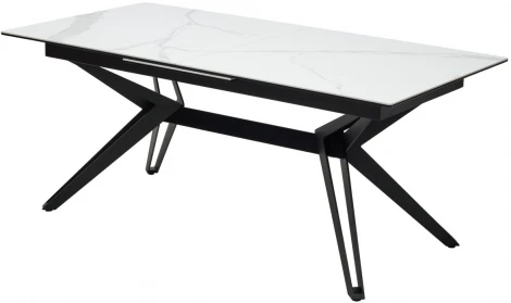 Стол URBINO 180 MATTE STATUARIO Белый мрамор матовый, керамика/ черный каркас М-City