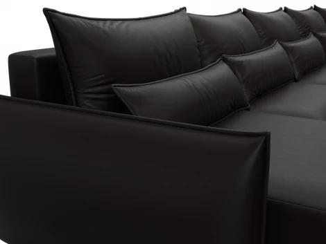 Диван П-образный Лига-051 НПБ МегаЛонг (ЛДСП,Брус,Фанера/Пластик/Экокожа/Коричневый) Лига Диванов 129899