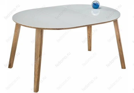 Стеклянный стол Woodville Семвэлл белый / дуб монтана 462080