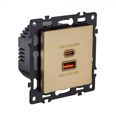 Розетка USB A+C 65W золотой Kollinger Asthetik AS-024GD