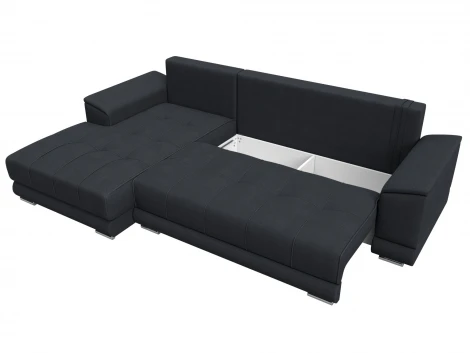 Диван угловой НордСтар левый угол (ДСП,Брус/Пластик/Замша/Темно-серый) Лига Диванов 128209L