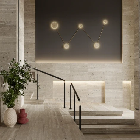 Настенный светильник Odeon Light Travertino 6625/25WL IP20 LED 25W 3000K 220V бежевый/металл/травертин (круглые)