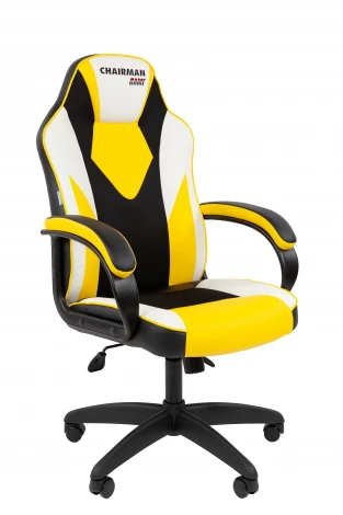 Кресло Chairman game 17 Россия экокожа черный/желтый/белый 7213491