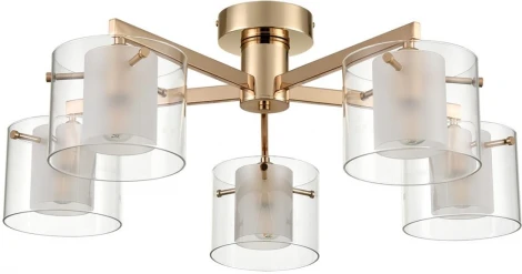 Потолочная люстра на штанге Lumion Verdi 6587/5C золото/прозрачный, металл/стекло E14 5*40W 220V (круглые)