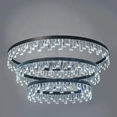 Подвесная люстра ярусная Eletto Celeste Nero EL320P120.1 (LED, 220V, хрусталь, на тросе, круглые, кольцо)
